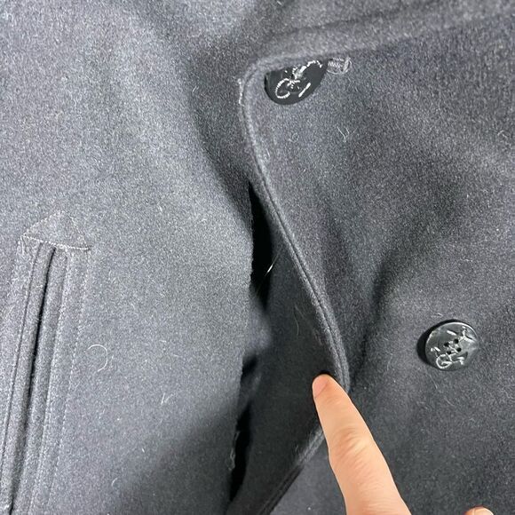 Vintage 90s DSCP Quarterdeck Naval Black Military Wool Heavy Peacoat Jacket 44L - Picture 10 of 13